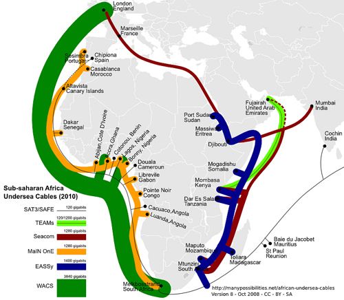 Sub-saharan Undersea Cables in 2010