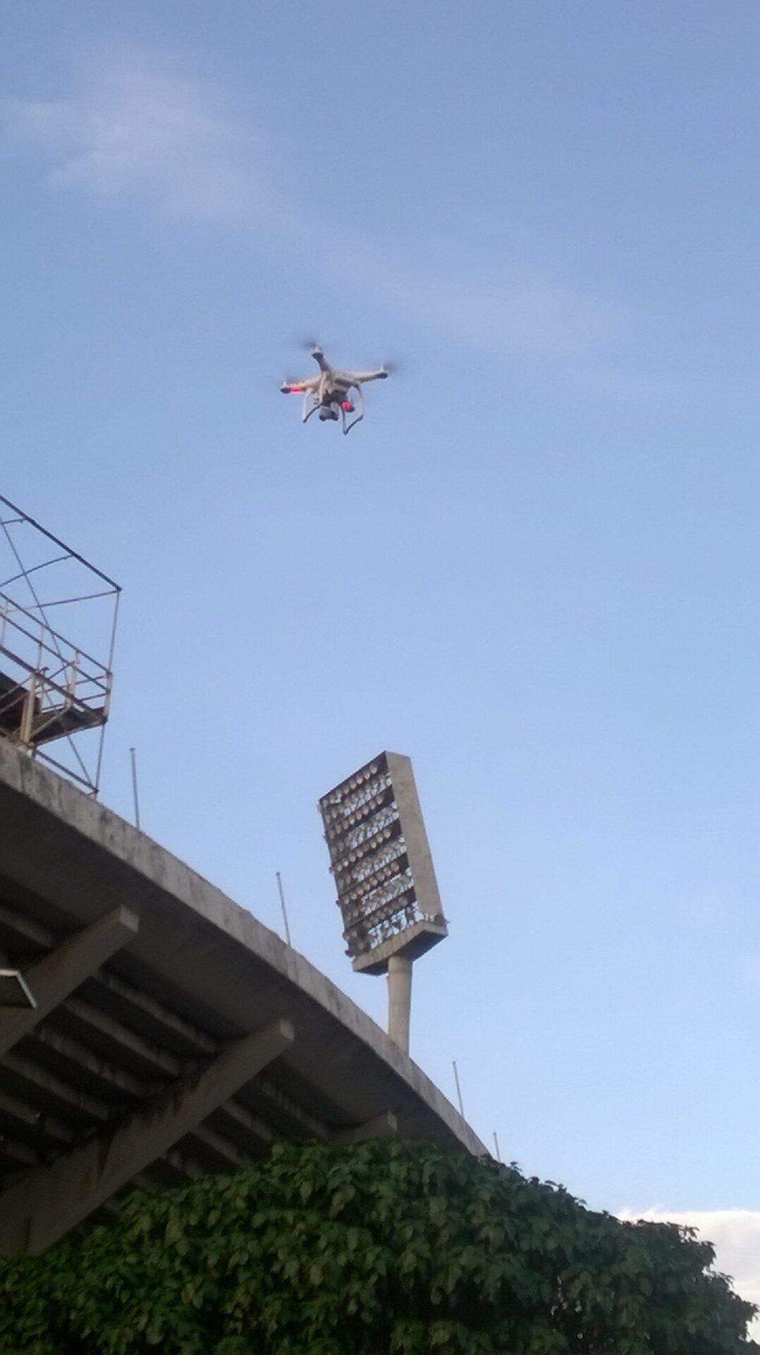 A drone in flight over the National Stadium, Lagos