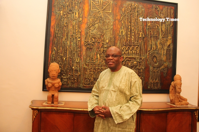 Mr Paul Usoro, Senior Advocate of Nigeria (SAN) and Senior Partner, at Paul Usoro & Co, (PUC), seen in photo above inside his home, says that the auctions that introduced the big mobile operators into Nigeria has changed the economic landscape for the better