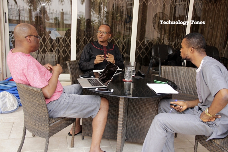 Mr Paul Usoro, (seen on the left of photo above), Senior Advocate of Nigeria (SAN) and Senior Partner, at Paul Usoro & Co, (PUC), in the interview with Technology Times team of Kolade Akinola (right) and Shina Badaru, on the left at his Victoria Island home in Lagos