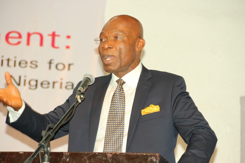 Leo Stan Ekeh, Chairman, Zinox Technologies, and winner of the maiden edition of Technology Times Person of The Year 2016 Award, seen in photo on Thursday delivering a keynote presentation at the #TTOutlook17 held by Technology Times at The MUSON Centre in Lagos