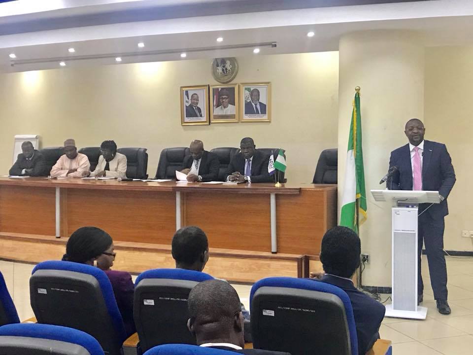 Sunday Dare, Executive Commissioner Stakeholder Management at NCC (standing) delivering a presentation at the meeting held yesterday by the telecoms regulator on planned licensing of value added service (VAS) Aggregators in Nigeria.