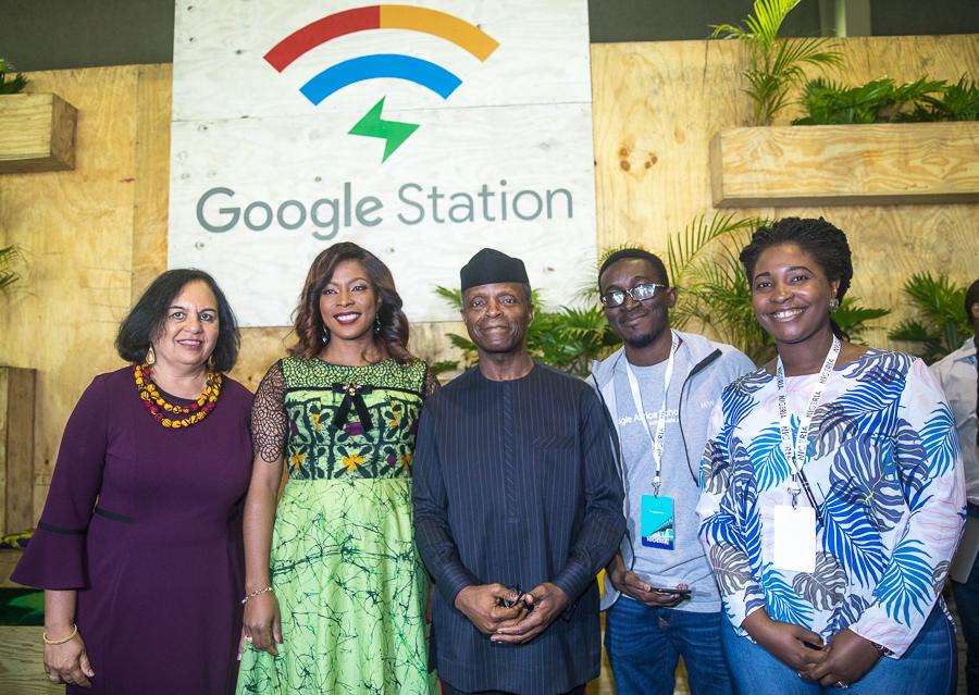 Professor Yemi Osinbajo, Vice President, Nigeria, seen third from left in photo, with others at The Google Nigeria Event in Lagos on Thursday, July 26, 2018 